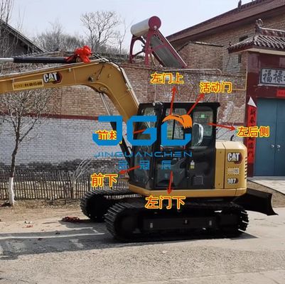 307 309 Poussez et tirez la vitre du bras de fenêtre de la porte gauche avant et après le pare-brise de l'excavatrice