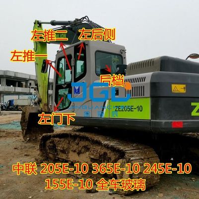 Le train avant de l'excavatrice 205E 365E 245E 155E-10 pousse vers le bas et tire la vitre arrière de la porte de la fenêtre