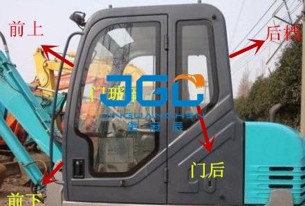 SK60C Excavateur Arrêt avant Arrêt arrière Porte vitrée Vitrine supérieure et inférieure pare-brise
