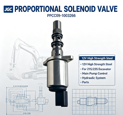 PPCP09-1003266 12V soupape solénoïde proportionnelle en acier à haute résistance pour pompe principale de la pelle 215/235