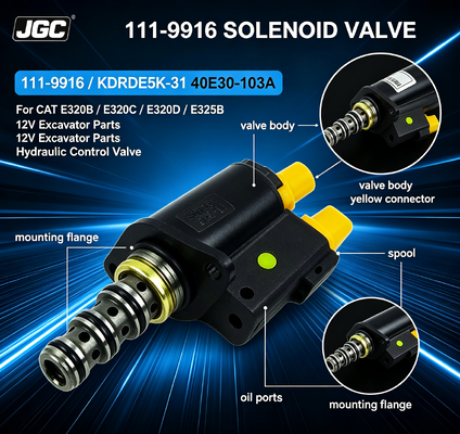 111-9916  Électrovanne de groupe pour excavatrice 12V N° de pièce KDRDE5K-31 40E30-103A pour CAT E320b E320c E320d E325b